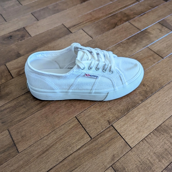 Superga 2790 White Canvas Platform Sneakers Shoes Women Size 6.5 - Picture 14 of 16
